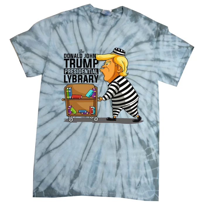 Prison Prisoner Trump Presidential Library Tie-Dye T-Shirt