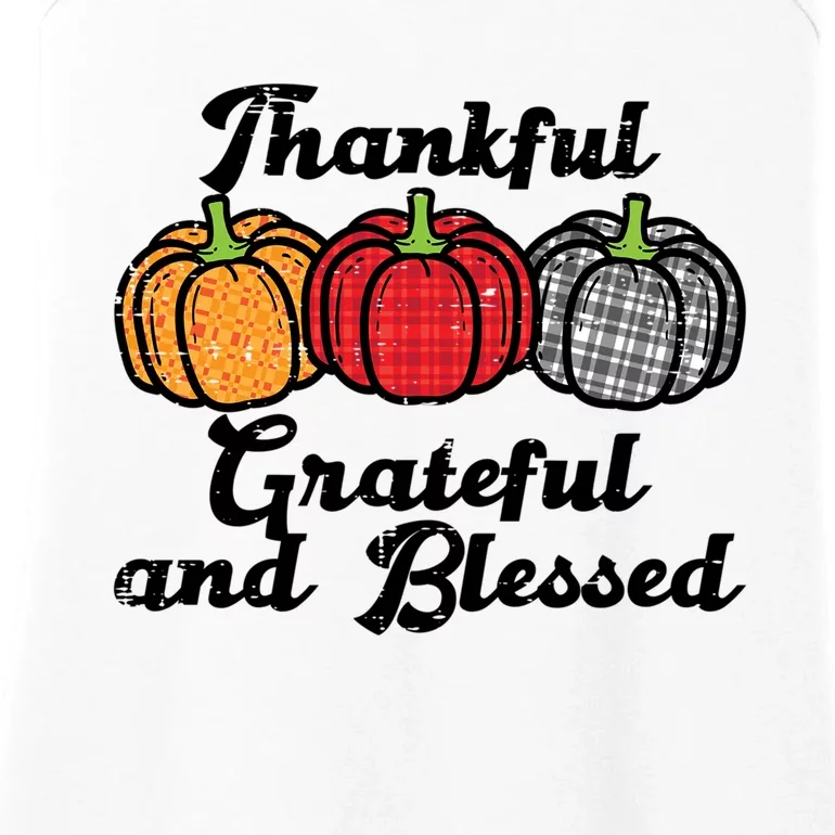 Plaid Pumpkins Thankful Grateful And Blessed Thanksgiving Gift Ladies Essential Tank