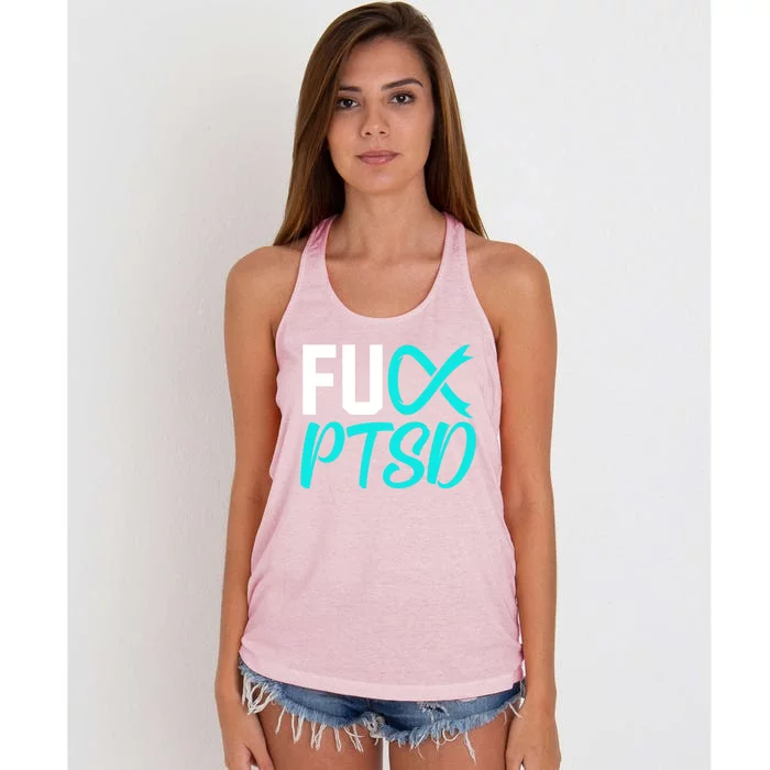 Ptsd Post Traumatic Stress Disorder Awareness Ribbon Graphic Gift Women's Knotted Racerback Tank