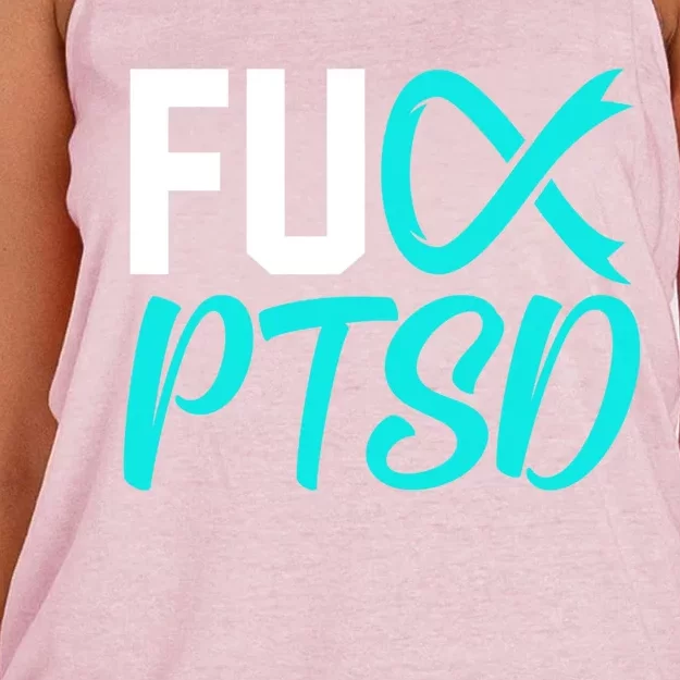 Ptsd Post Traumatic Stress Disorder Awareness Ribbon Graphic Gift Women's Knotted Racerback Tank