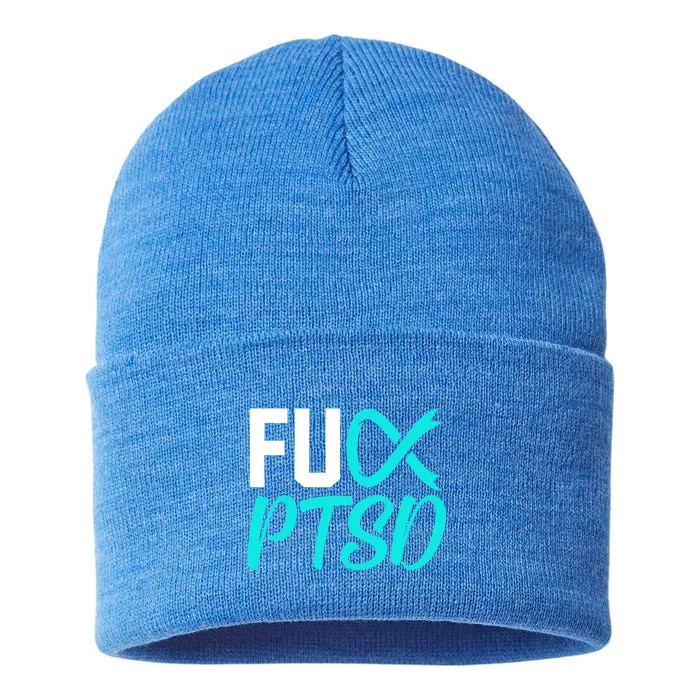 Ptsd Post Traumatic Stress Disorder Awareness Ribbon Graphic Meaningful Gift Sustainable Knit Beanie