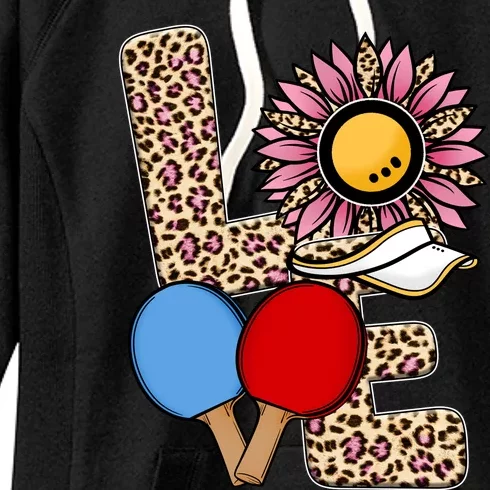 Ping Pong T Shirts Love Table Tennis Leopard Sunflower Graphic Plus Size Women's Fleece Hoodie