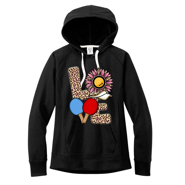 Ping Pong T Shirts Love Table Tennis Leopard Sunflower Graphic Plus Size Women's Fleece Hoodie