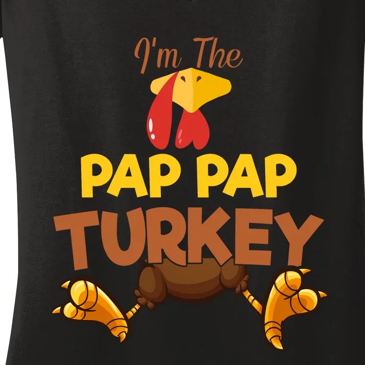 Pap Pap Turkey Matching Family Group Thanksgiving Gifts Women's V-Neck T-Shirt