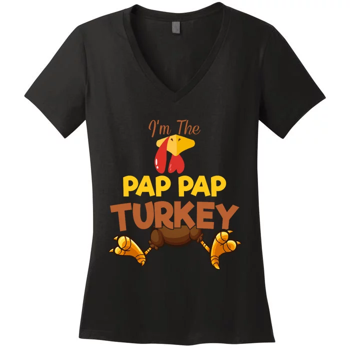 Pap Pap Turkey Matching Family Group Thanksgiving Gifts Women's V-Neck T-Shirt