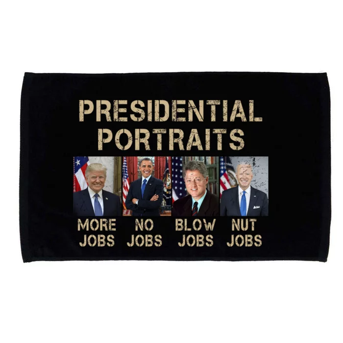 Presidential Portraits Trump More Jobs Funny Political Microfiber Hand Towel