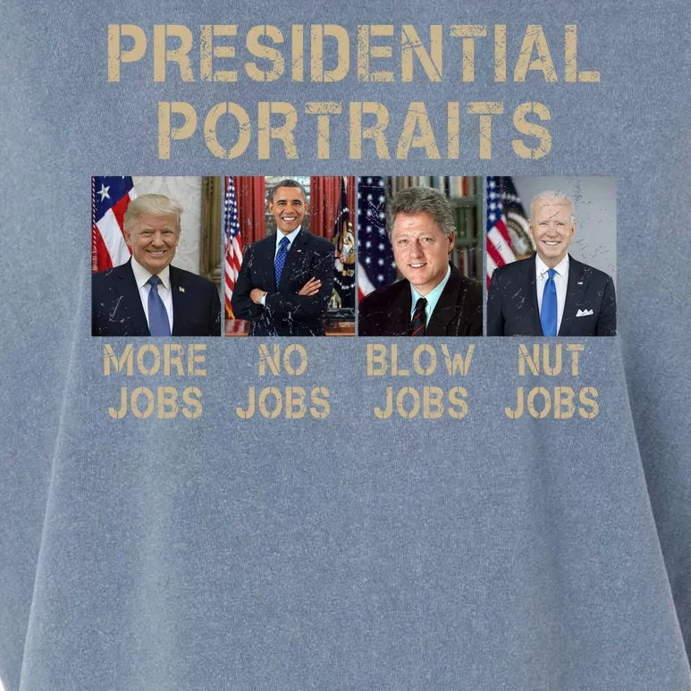 Presidential Portraits Trump More Jobs Funny Political Garment-Dyed Women's Muscle Tee