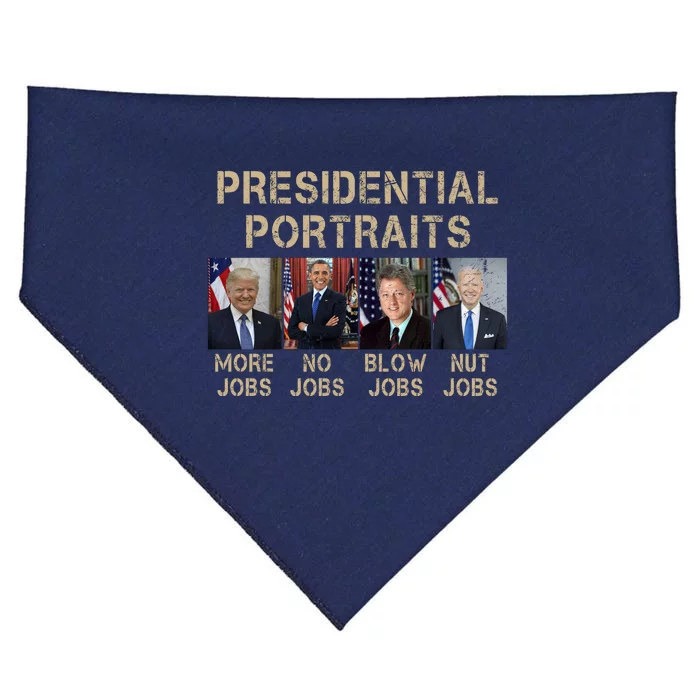 Presidential Portraits Trump More Jobs Funny Political USA-Made Doggie Bandana