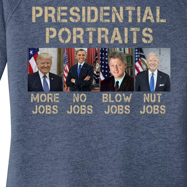 Presidential Portraits Trump More Jobs Funny Political Women's Perfect Tri Tunic Long Sleeve Shirt