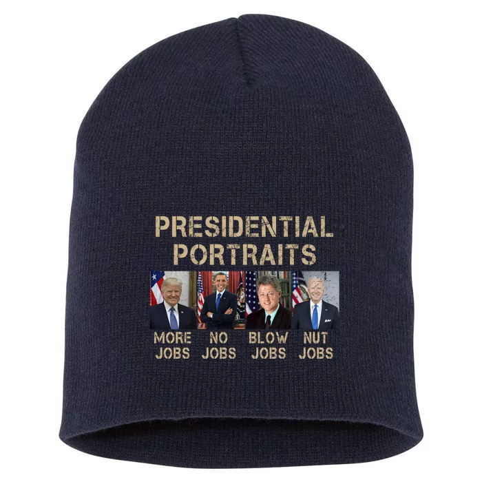 Presidential Portraits Trump More Jobs Funny Political Short Acrylic Beanie