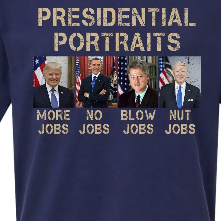 Presidential Portraits Trump More Jobs Funny Political Sueded Cloud Jersey T-Shirt