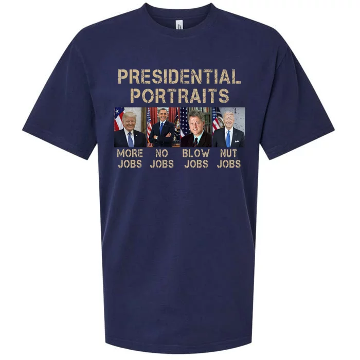 Presidential Portraits Trump More Jobs Funny Political Sueded Cloud Jersey T-Shirt