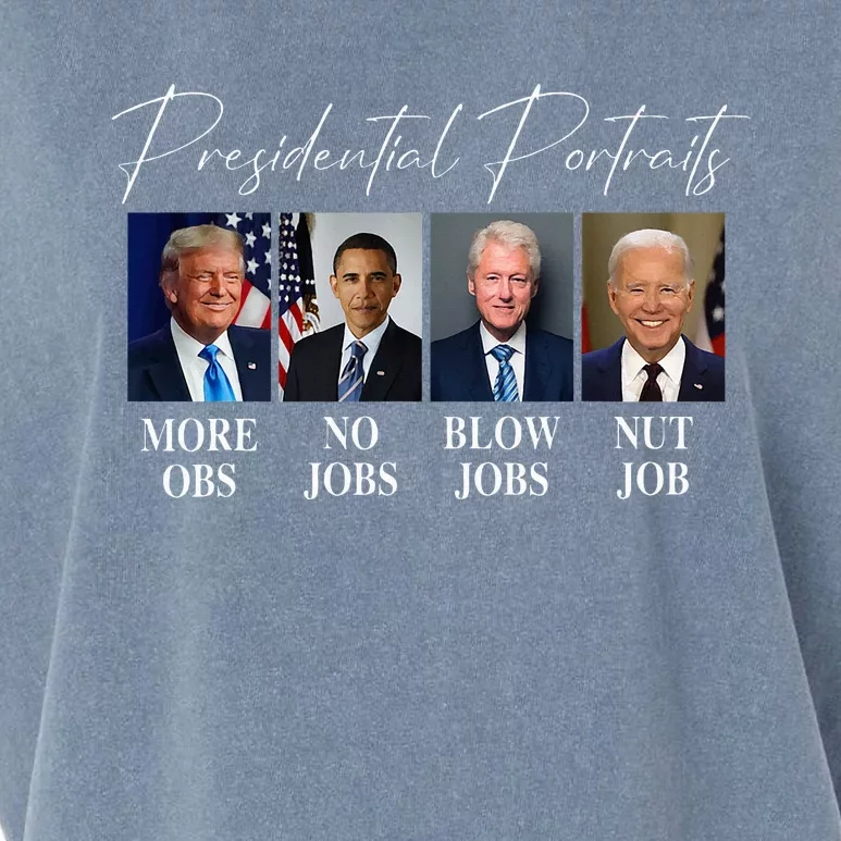 Presidential Portraits Trump More Jobs Obama No Jobs Bush Garment-Dyed Women's Muscle Tee