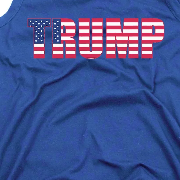 Patriotic President Trump Usa Flag Red White Blue Maga Font Tank Top