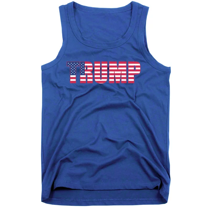 Patriotic President Trump Usa Flag Red White Blue Maga Font Tank Top