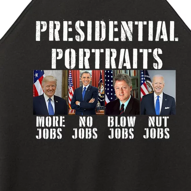 Presidential Portraits Trump More Jobs Obama No Jobs Bush Women’s Perfect Tri Rocker Tank