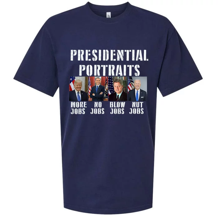 Presidential Portraits Trump More Jobs Obama No Jobs Bush Sueded Cloud Jersey T-Shirt