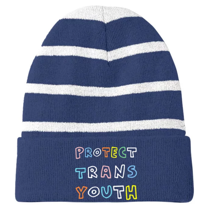 Protect Protect Transg Lgbt Pride Striped Beanie with Solid Band