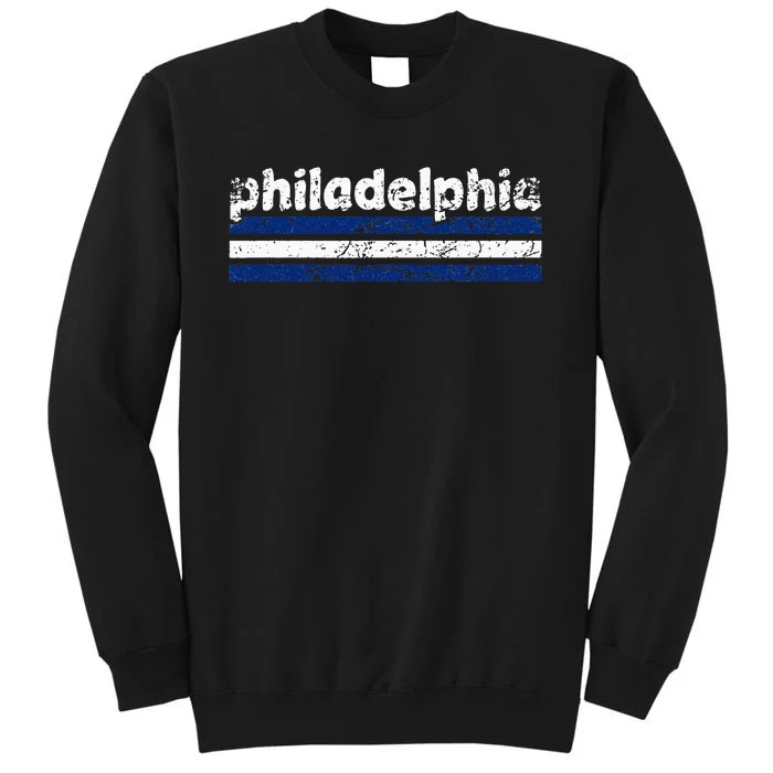 Philadelphia Pennsylvania Three Stripe Vintage Weathered Tall Sweatshirt