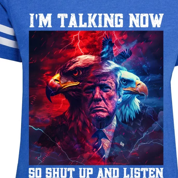 Patriotic President Trump Eagle Head IM Talking Now Gift Enza Ladies Jersey Football T-Shirt