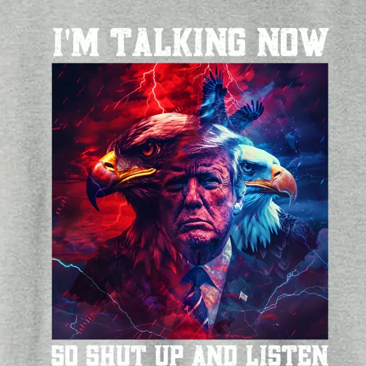 Patriotic President Trump Eagle Head IM Talking Now Gift Women's Crop Top Tee