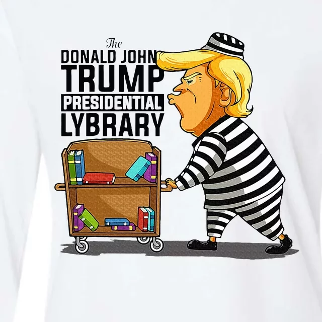 Prison Prisoner Trump Presidential Library Funny Anti Trump Womens Cotton Relaxed Long Sleeve T-Shirt