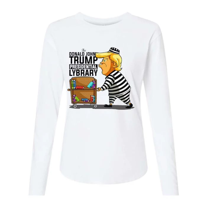 Prison Prisoner Trump Presidential Library Funny Anti Trump Womens Cotton Relaxed Long Sleeve T-Shirt