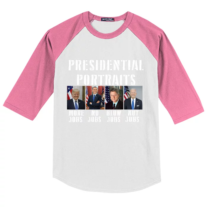 Presidential Portraits Trump More Jobs Obama No Jobs Bush Kids Colorblock Raglan Jersey