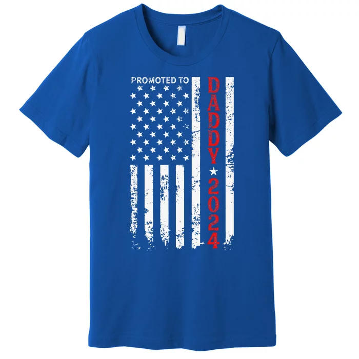 Patriotic Promoted To Daddy Est 2024 First Time Dad Premium T-Shirt