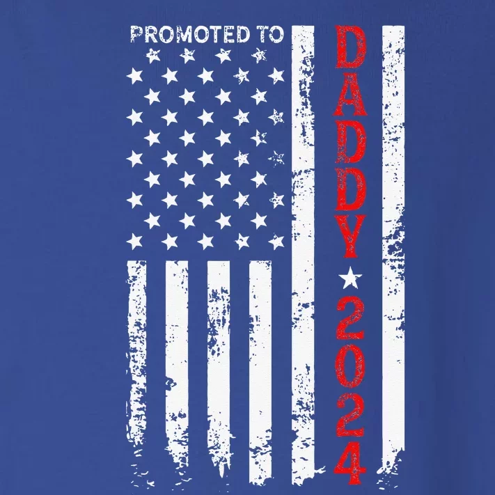 Patriotic Promoted To Daddy Est 2024 First Time Dad Toddler Long Sleeve Shirt