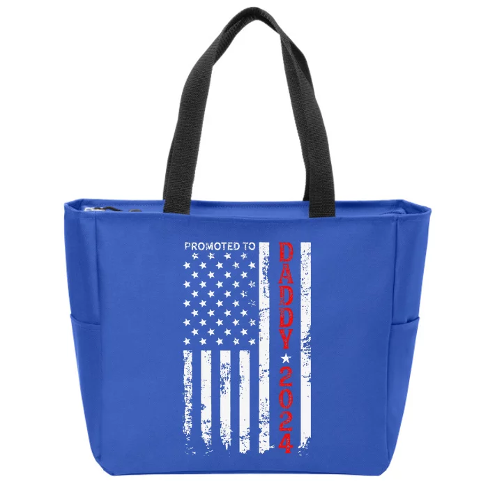 Patriotic Promoted To Daddy Est 2024 First Time Dad Zip Tote Bag