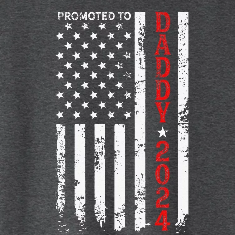 Patriotic Promoted To Daddy Est 2024 First Time Dad Women's Crop Top Tee