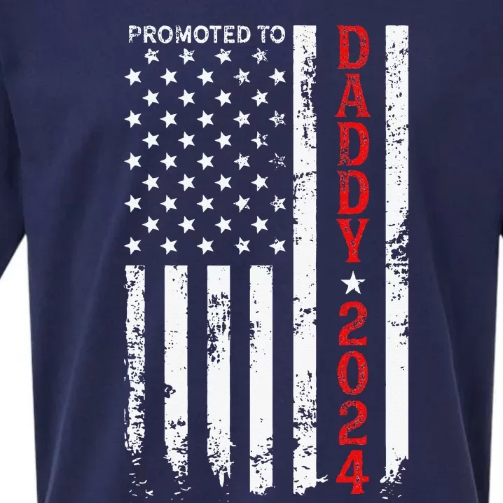 Patriotic Promoted To Daddy Est 2024 First Time Dad Sueded Cloud Jersey T-Shirt