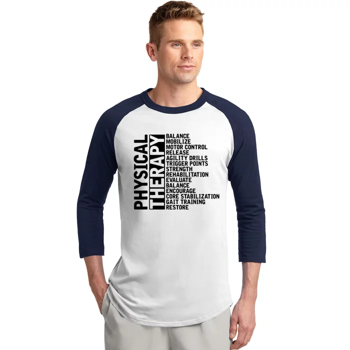 PT Physical Therapist Exercise Physical Therapy Baseball Sleeve Shirt