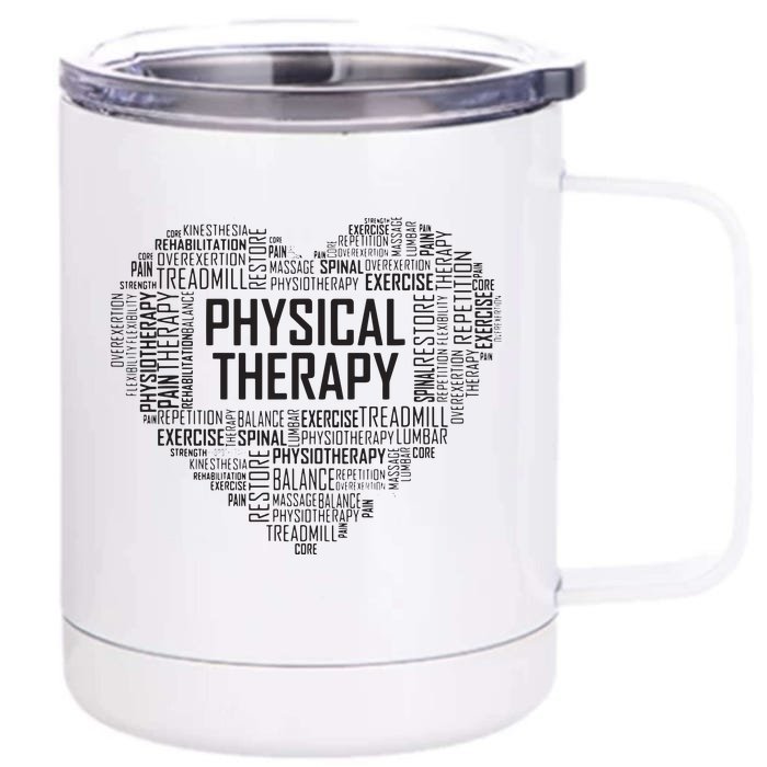 PT Physical Therapy Gift Heart Therapist Month Front & Back 12oz Stainless Steel Tumbler Cup