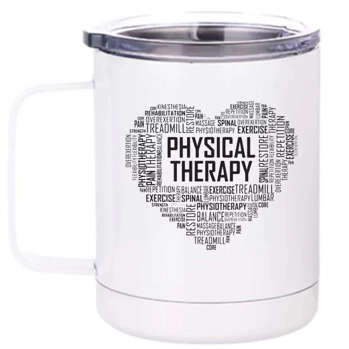 PT Physical Therapy Gift Heart Therapist Month Front & Back 12oz Stainless Steel Tumbler Cup