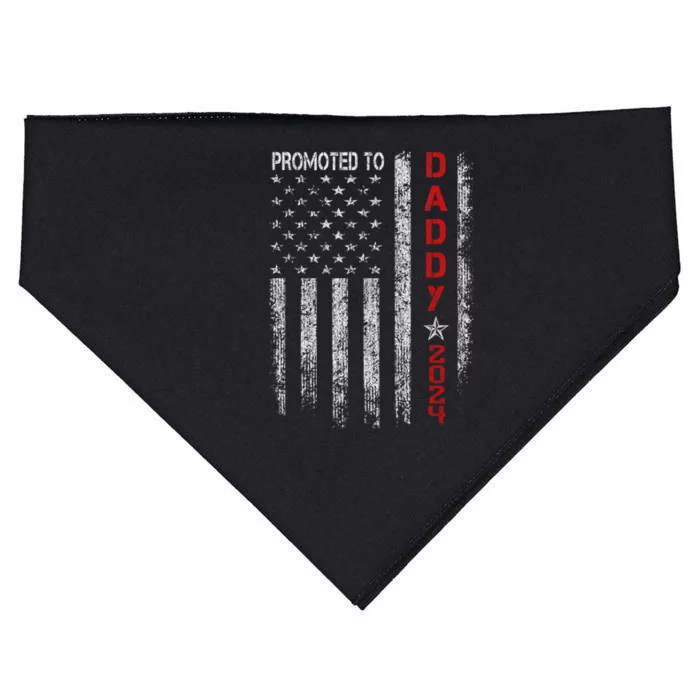 Patriotic Promoted To Daddy Est 2024 First Time Dad USA-Made Doggie Bandana