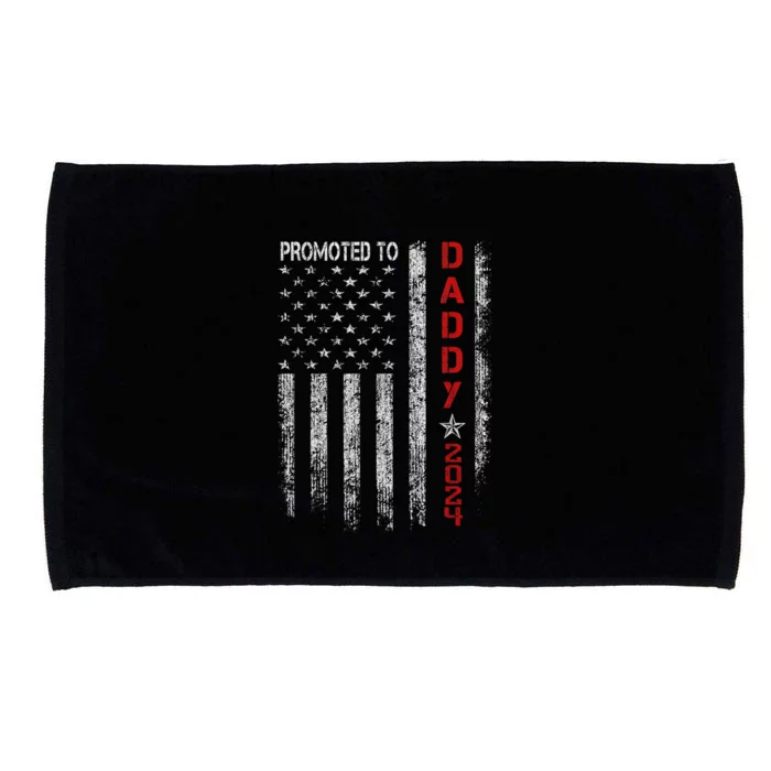 Patriotic Promoted To Daddy Est 2024 First Time Dad Microfiber Hand Towel