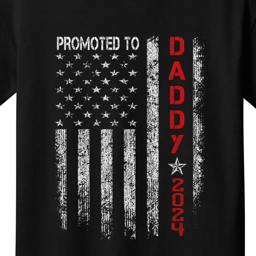 Patriotic Promoted To Daddy Est 2024 First Time Dad Kids T-Shirt