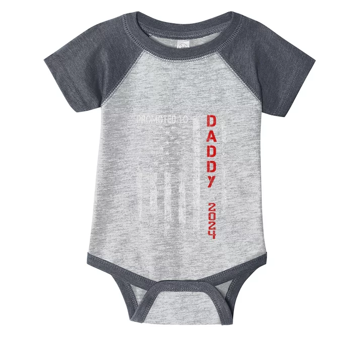 Patriotic Promoted To Daddy Est 2024 First Time Dad Infant Baby Jersey Bodysuit