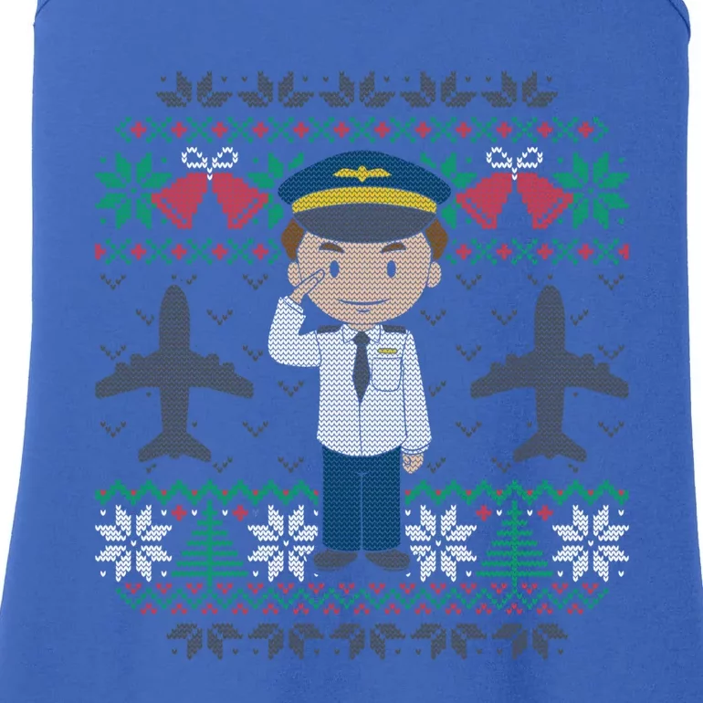 Plane Pilot Ugly Christmas Sweater Airplane Operator Aviator Gift Ladies Essential Tank