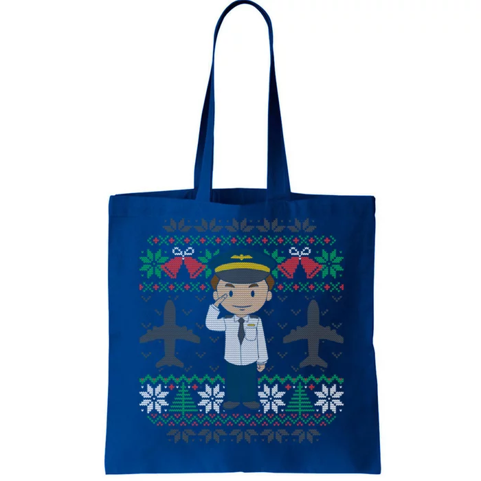 Plane Pilot Ugly Christmas Sweater Airplane Operator Aviator Gift Tote Bag