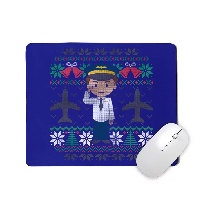 Plane Pilot Ugly Christmas Sweater Airplane Operator Aviator Gift Mousepad