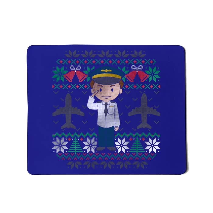 Plane Pilot Ugly Christmas Sweater Airplane Operator Aviator Gift Mousepad