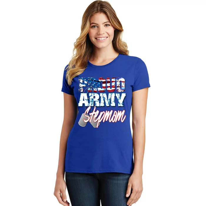 Proud Patriotic Usa Army Stepmom Usa Flag Mothers Day Gift Women's T-Shirt