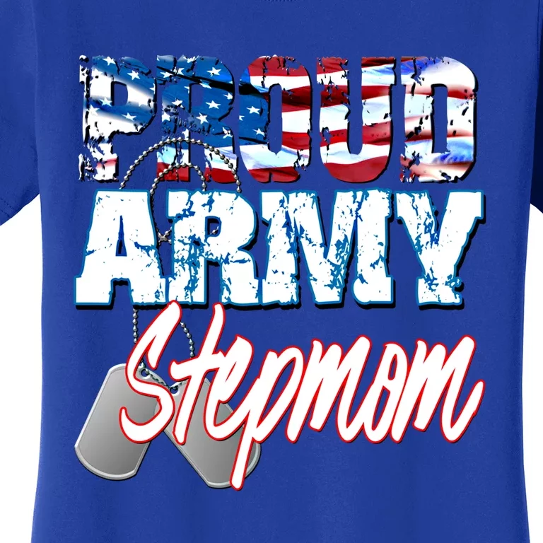 Proud Patriotic Usa Army Stepmom Usa Flag Mothers Day Gift Women's T-Shirt