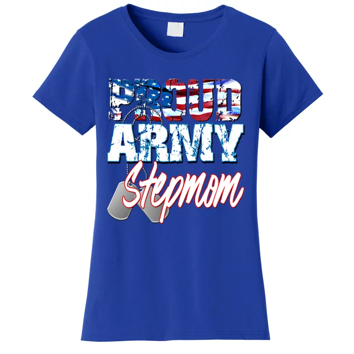 Proud Patriotic Usa Army Stepmom Usa Flag Mothers Day Gift Women's T-Shirt