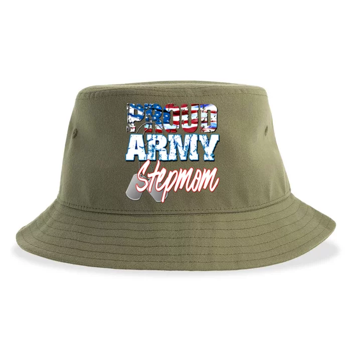 Proud Patriotic Usa Army Stepmom Usa Flag Mothers Day Gift Sustainable Bucket Hat