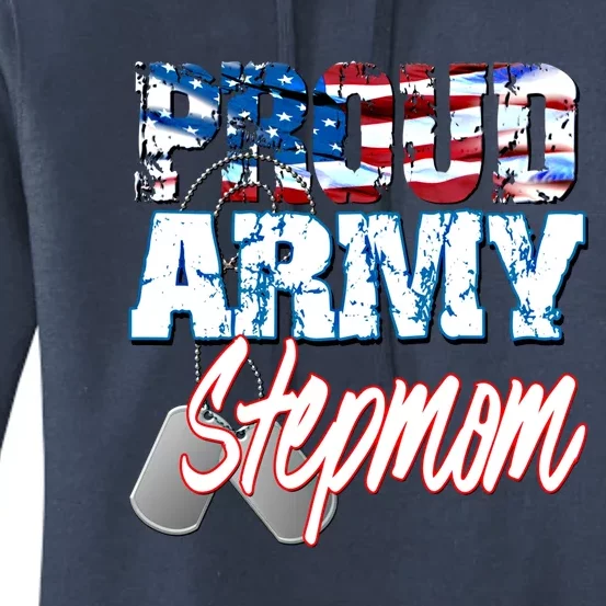 Proud Patriotic Usa Army Stepmom Usa Flag Mothers Day Gift Women's Pullover Hoodie