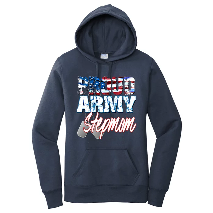 Proud Patriotic Usa Army Stepmom Usa Flag Mothers Day Gift Women's Pullover Hoodie